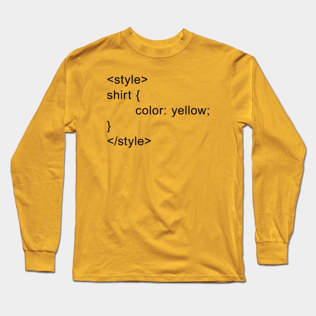 HTML Style Yellow Long Sleeve T-Shirt by joshthecartoonguy